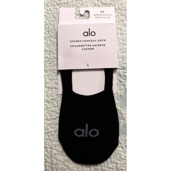 Alo Yoga Black Unisex Conceal Sock Size Medium NWT - Picture 1 of 4